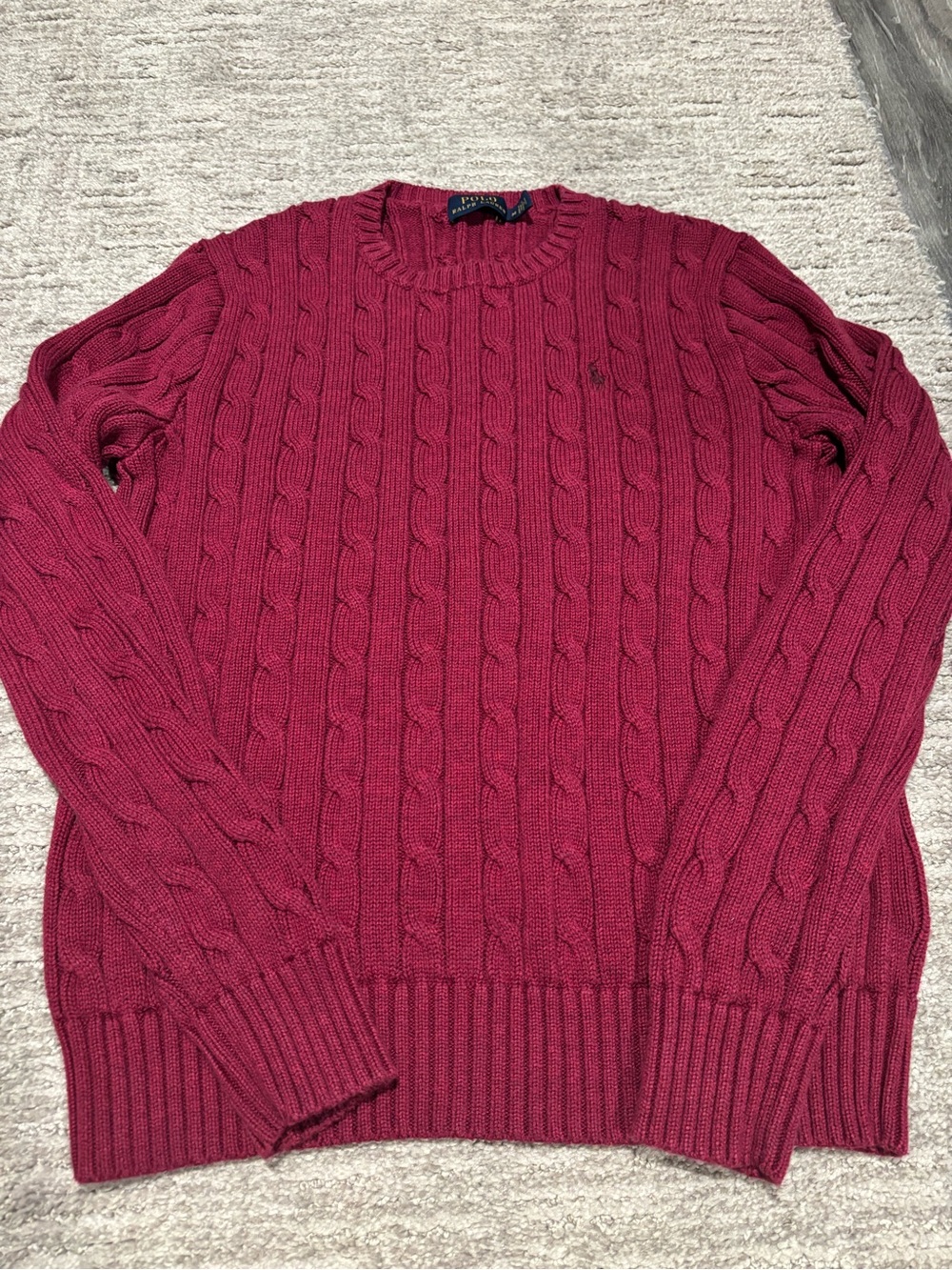 POLO RALPH LAUREN cable knit Sweater women Size M burgundy cotton